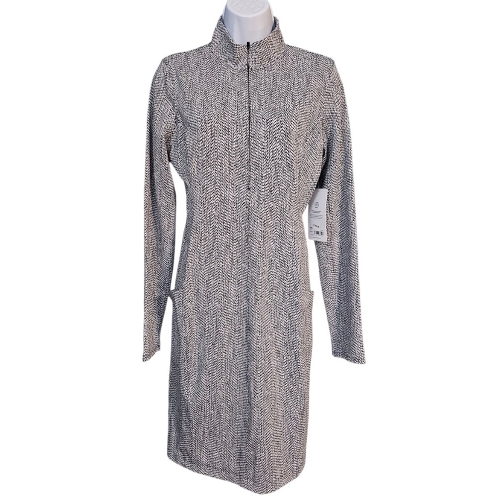 Athleta Hounds Tooth Zip Front Dress